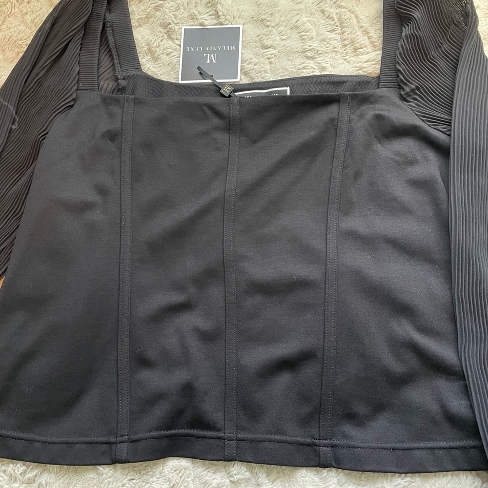 BNWT Black Square Neck Pleated Top - Picture 8 of 9